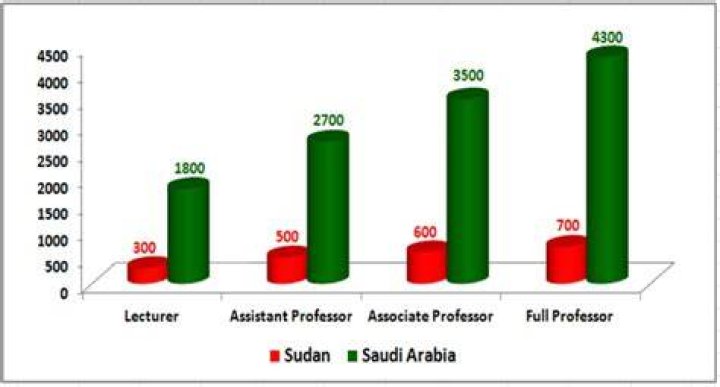 How much are lecturers paid in Saudi Arabia?