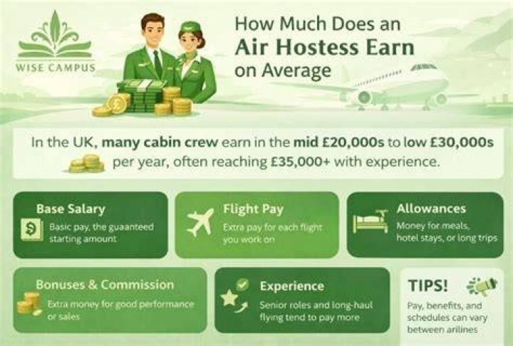 How much do air hostess earn an hour?