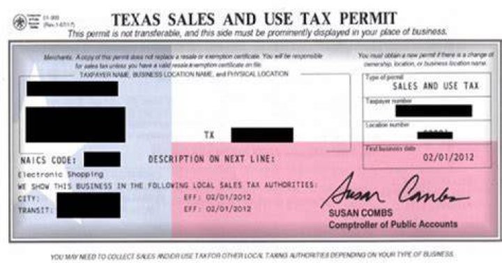 How much does a sales tax permit cost in Texas?