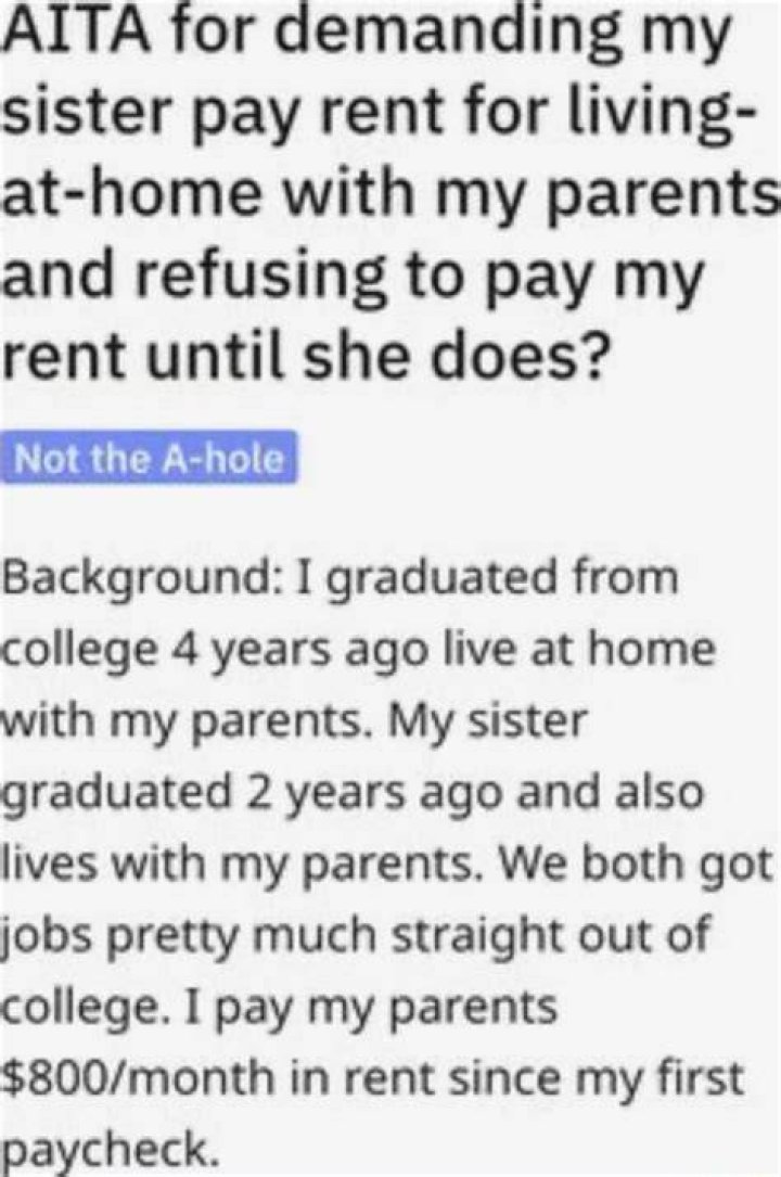 How much does my sister pay in rent?