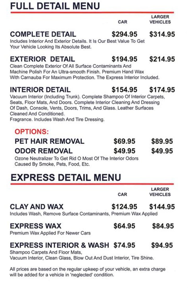 How much should a full detail cost?