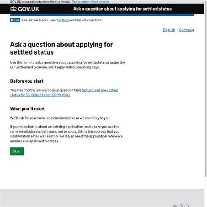 How to ask a question about applying for settled status?