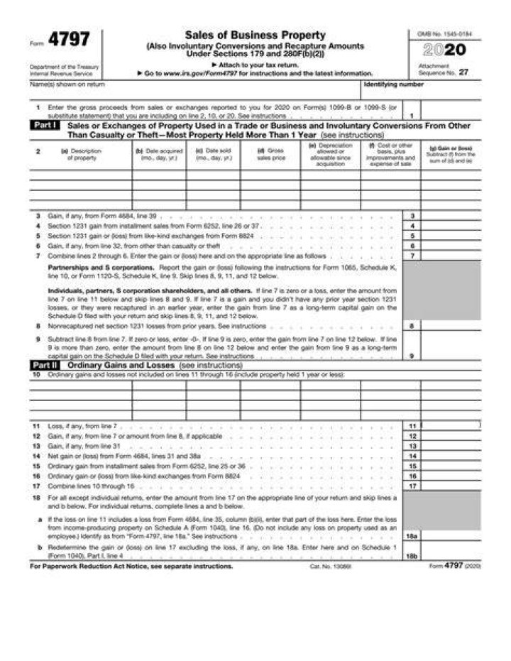 How to fill out Tax Form 4797 after sale of a property?