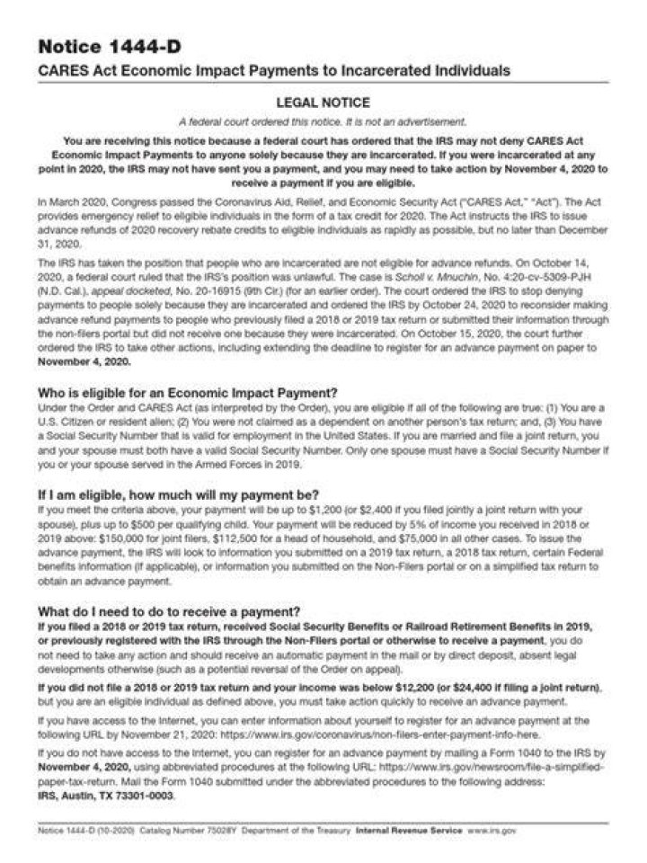 How to get an IRS Notice 1444 for 2020?