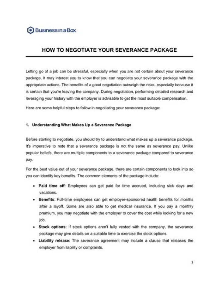 How to negotiate for severance package?