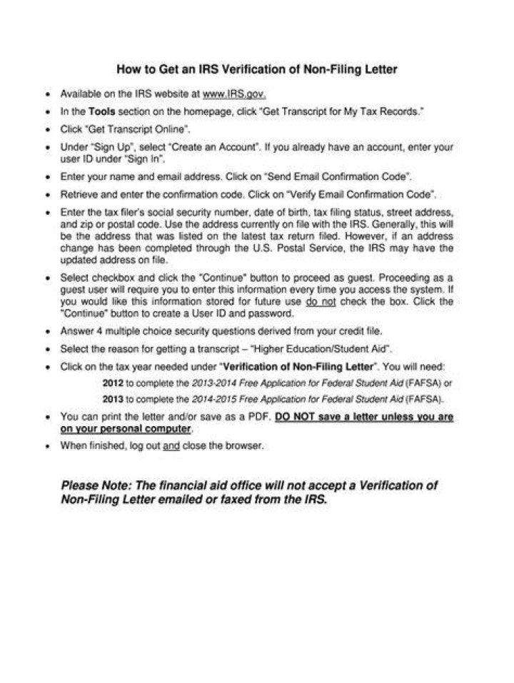 How to request IRS verification of non-filing letter, 2018?