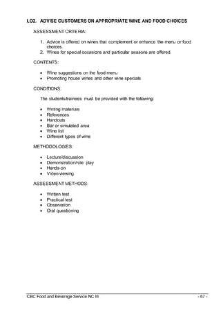 How would you advise customers on appropriate wine and food choices?
