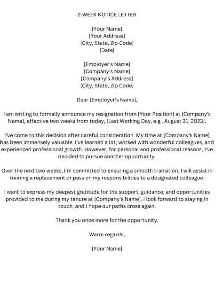 Is a 2 week notice a resignation?