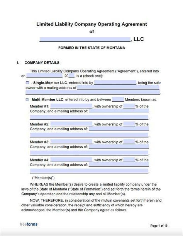 Is an operating agreement required for an LLC in Montana?