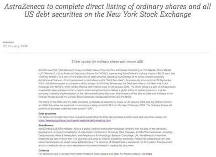 Is AstraZeneca listed on NYSE?