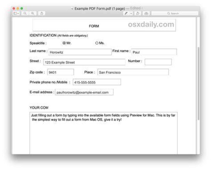 Is filled out form correct?