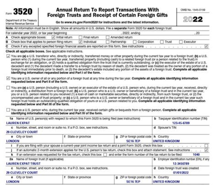 Is Form 3520 filed annually?