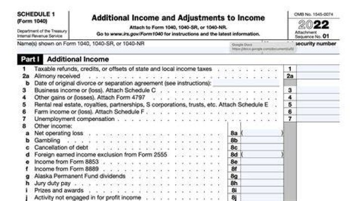 Is IRS Schedule 1 required?