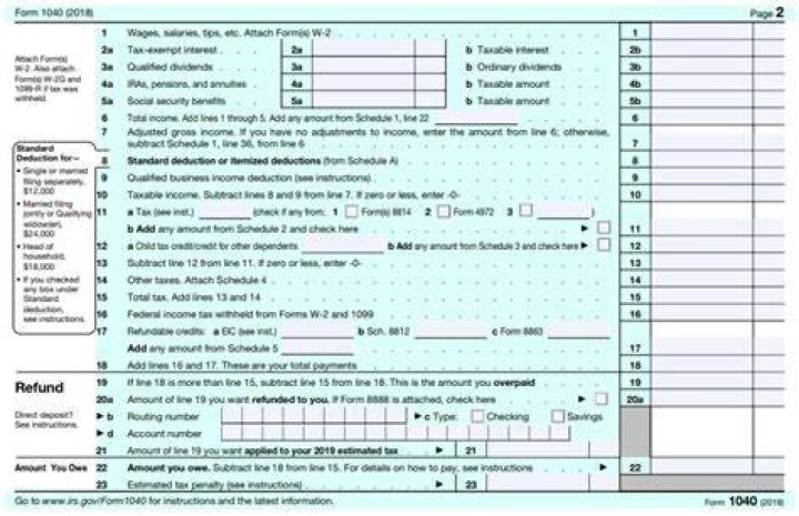 Is the Form 1040 the same as the 2018 tax return?