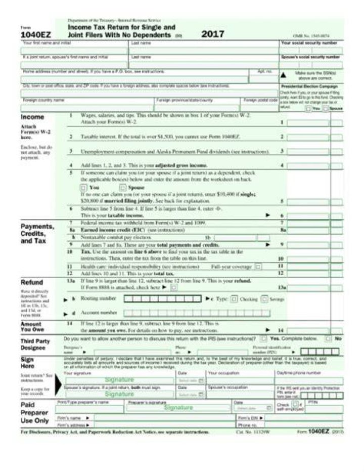 Is there a 1040-EZ form for 2018?