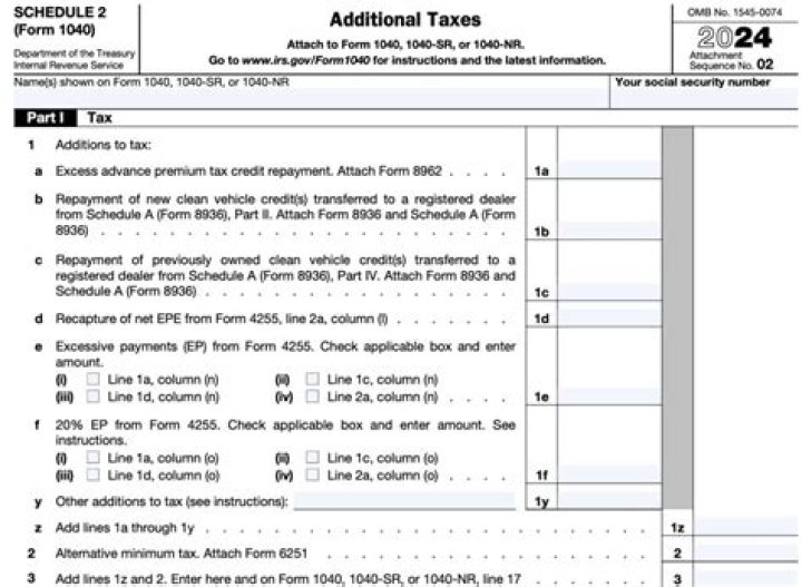 Is there a schedule 2 for 2019 taxes?