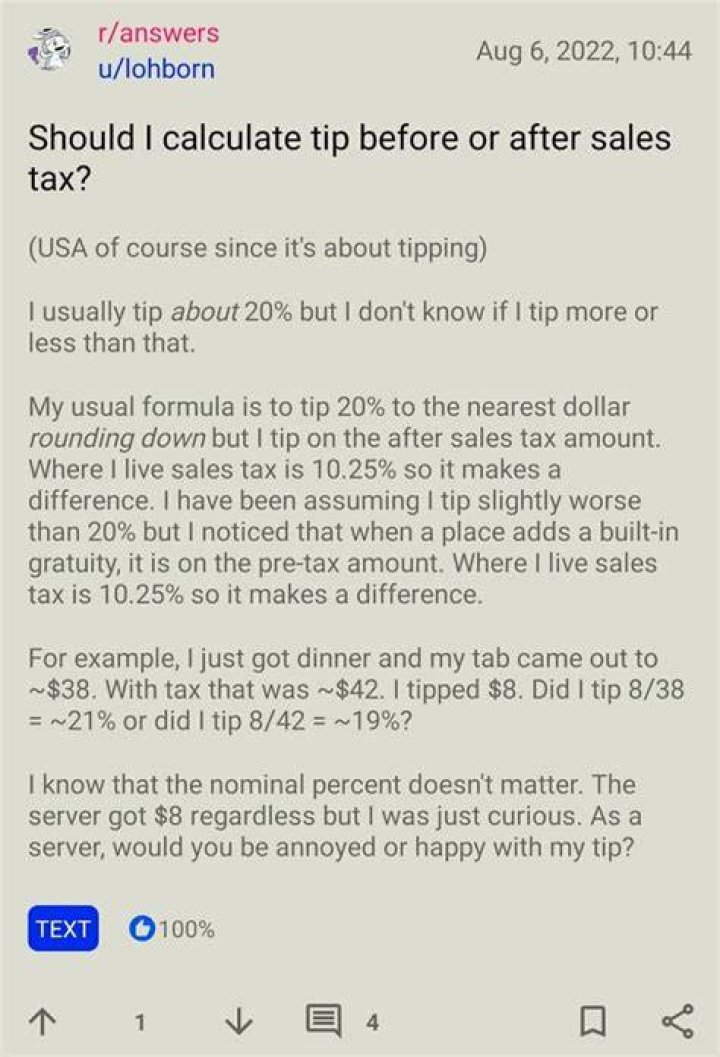 Should you tip before or after tax?
