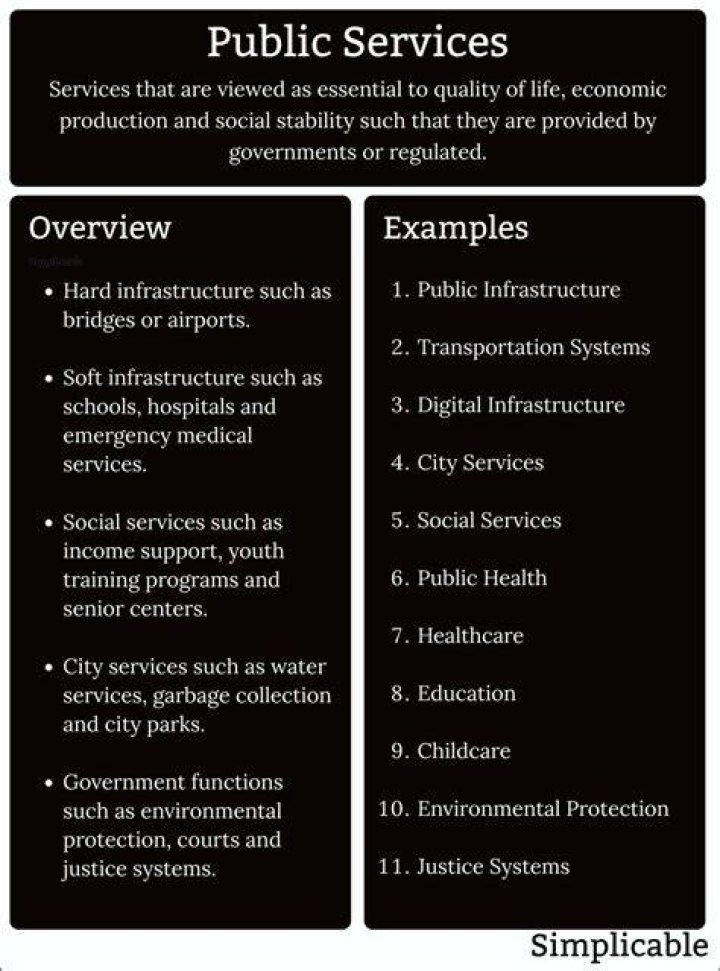 What are 3 examples of the government providing services?