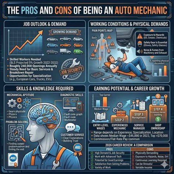 What are 3 pros positives of being an automotive mechanic?