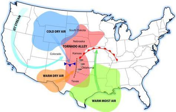 What are 5 states in Tornado Alley?