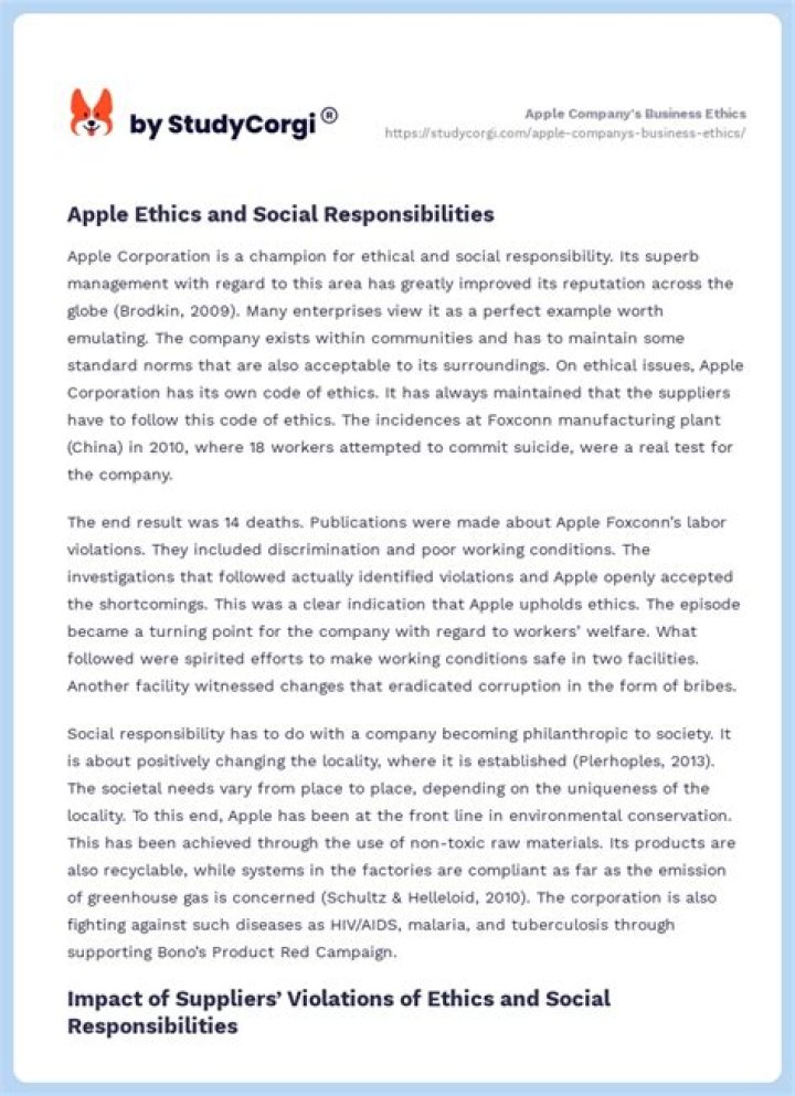 What are apples ethics?