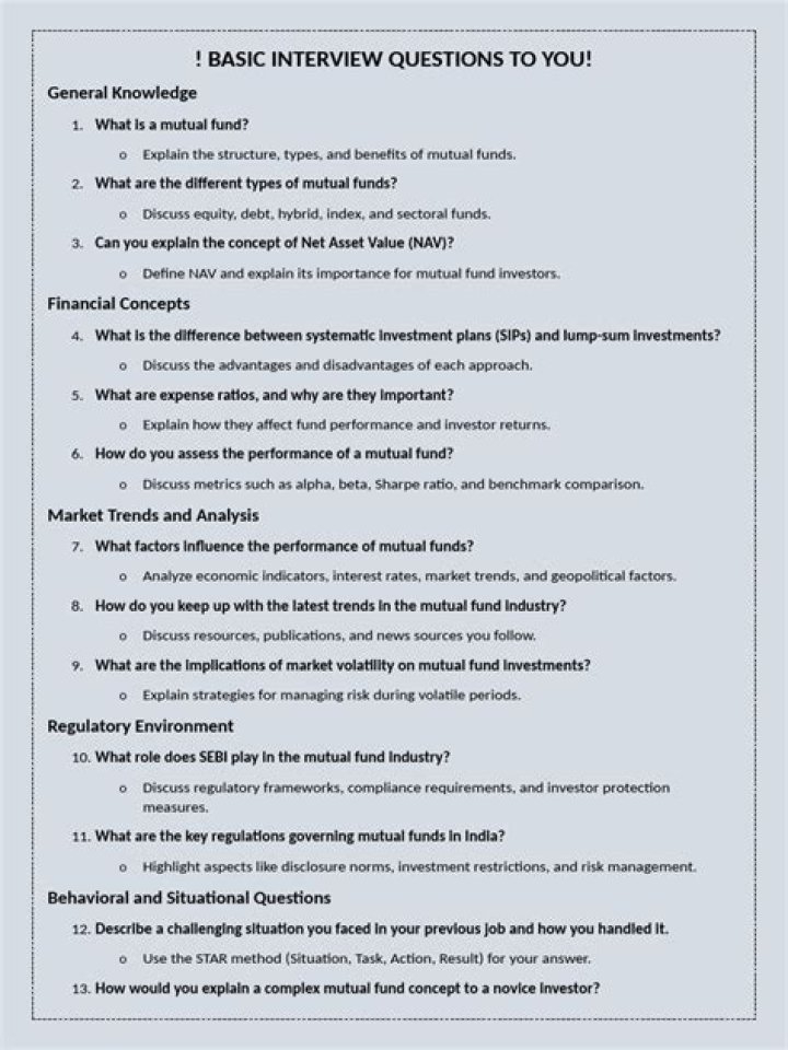 What are mutual funds interview questions?