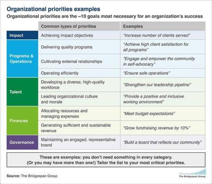 What are organizational priorities?