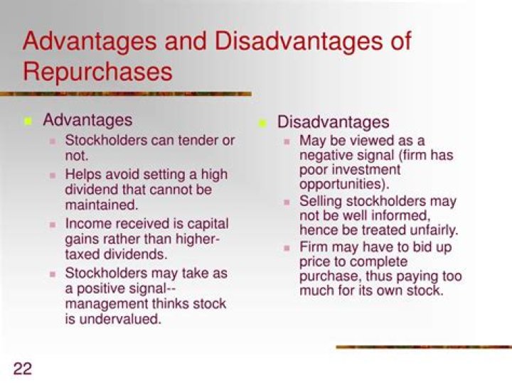 What are some advantages and disadvantages of stock repurchases?