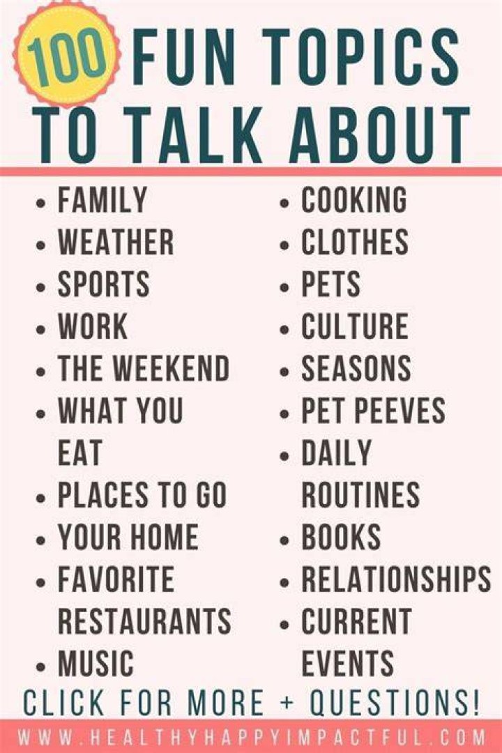What are some topics to talk about today?