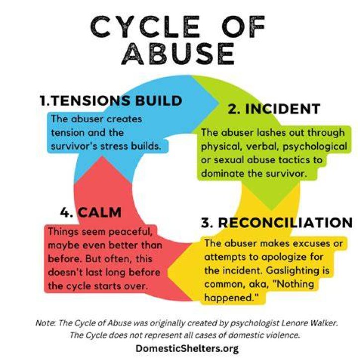 What are the 6 steps of the cycle of abuse?