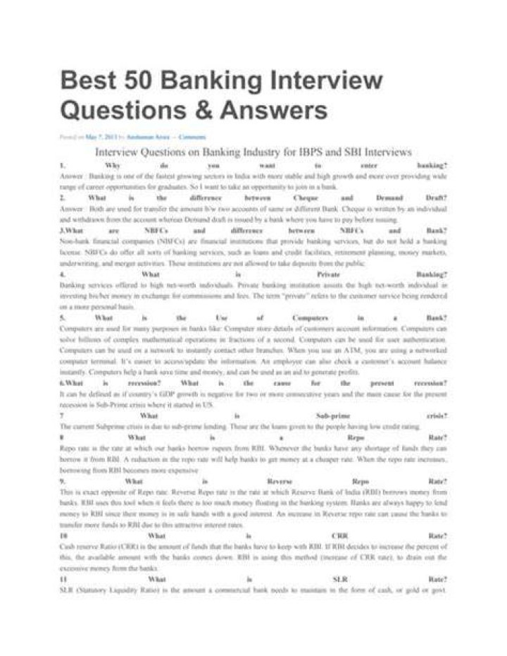 What are the banking interview questions?