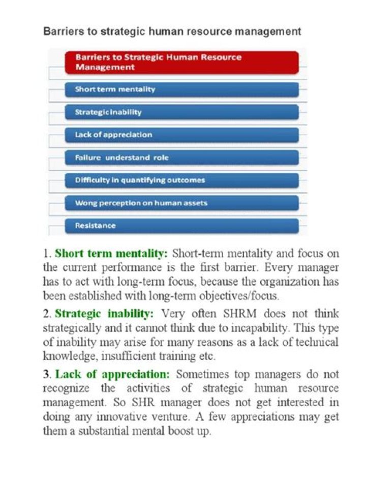 What are the barriers to strategic HR?