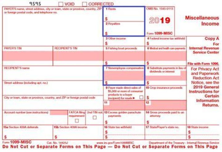 What are the boxes on 1099 Misc?