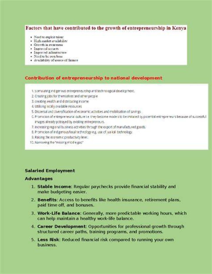 What are the contribution of entrepreneurship to the national development in Nigeria?