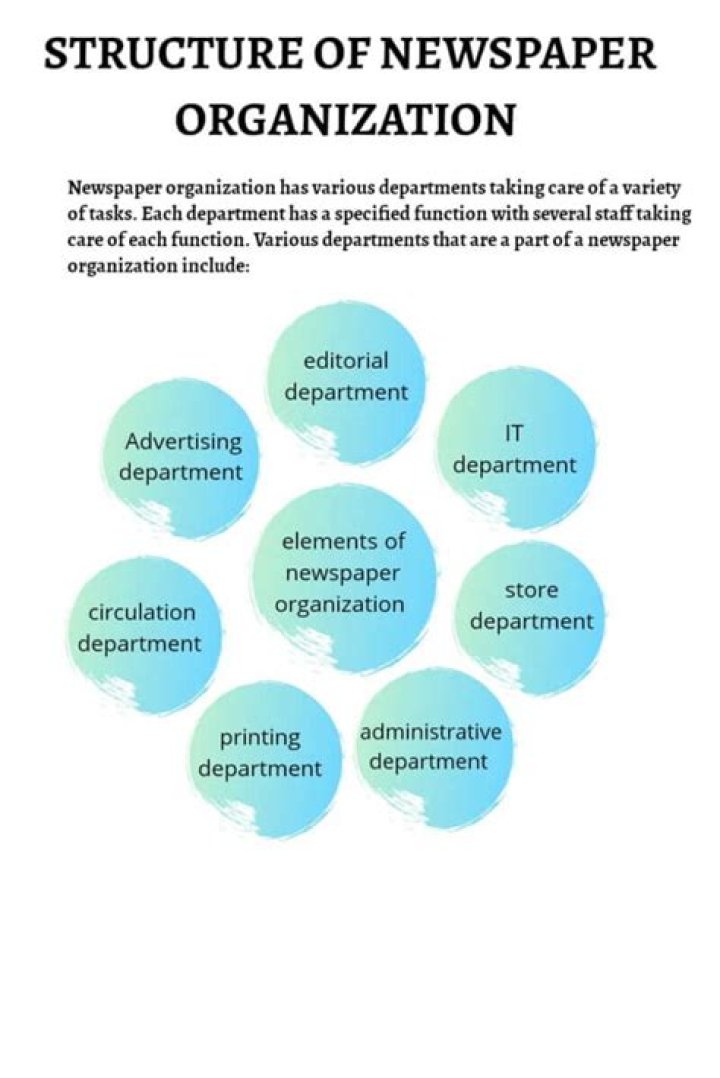 What are the departments of newspaper Organisation?