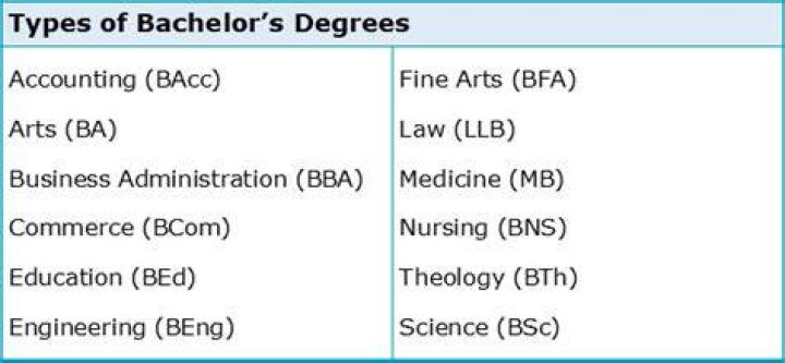 What are the different types of bachelor degrees in education?