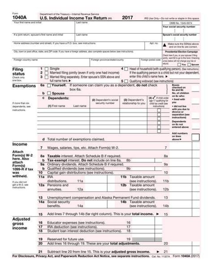 What are the federal tax forms for 2017?