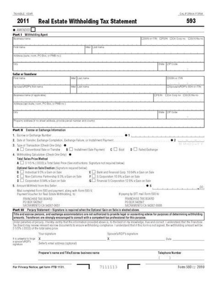 What are the instructions for form 593 for 2020?
