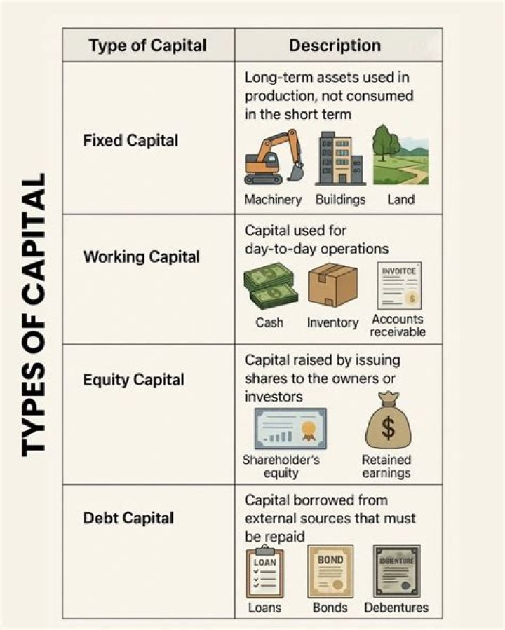 What are the main types of capital?