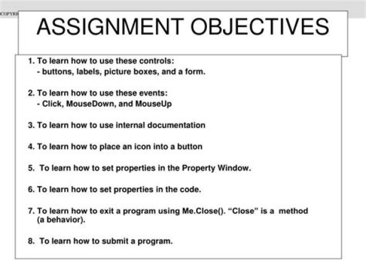 What are the objectives of an assignment?