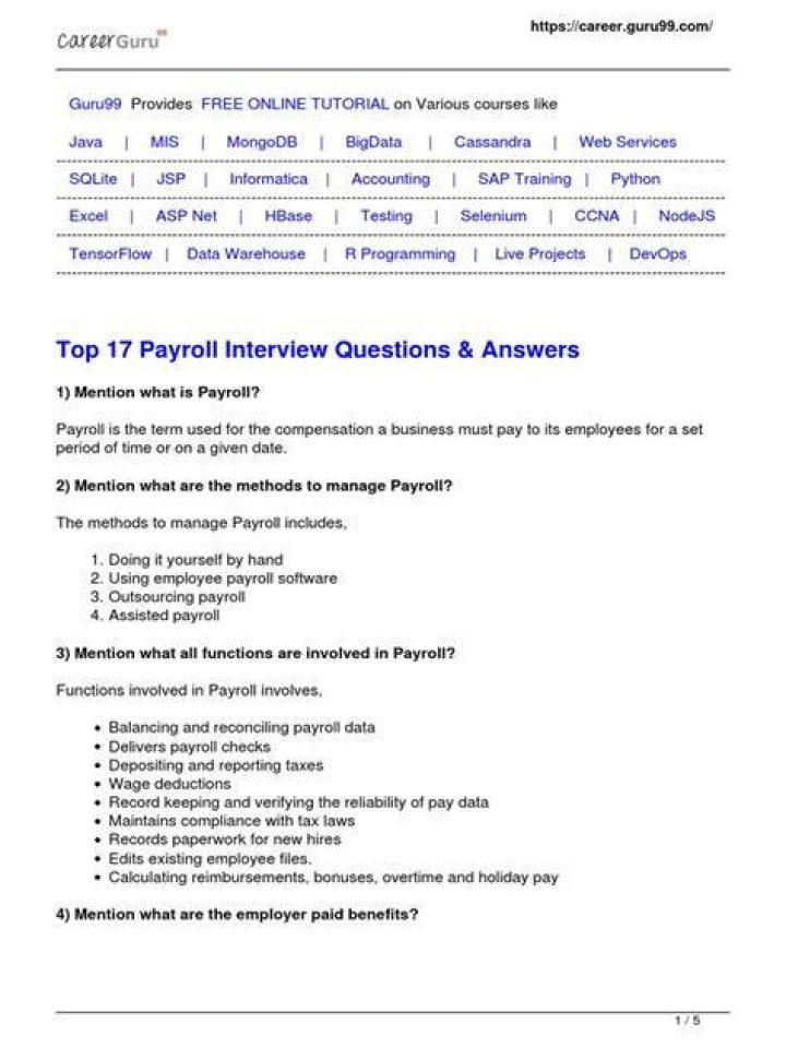 What are the questions asked in payroll interview?