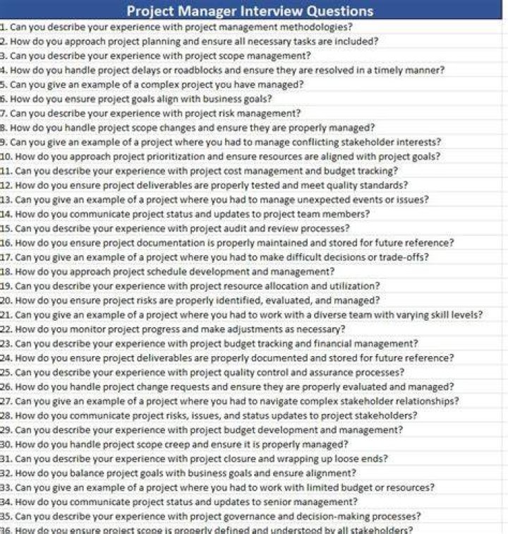 What are the questions asked to project manager?
