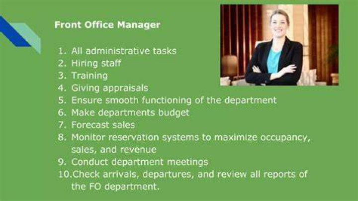 What are the responsibilities of a front office department?