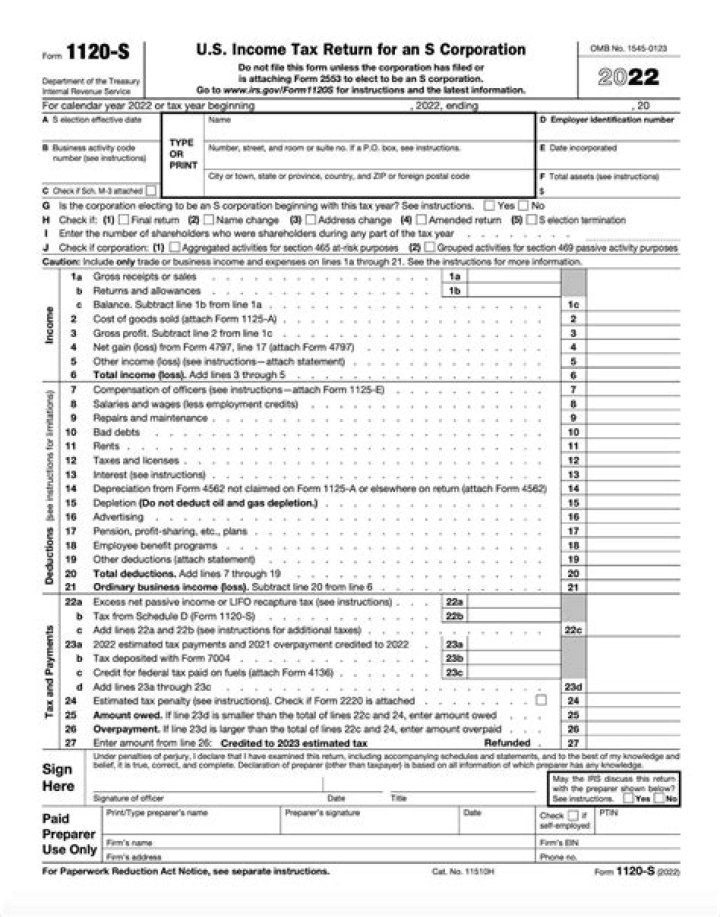 What are the tax lines on Form 1120?