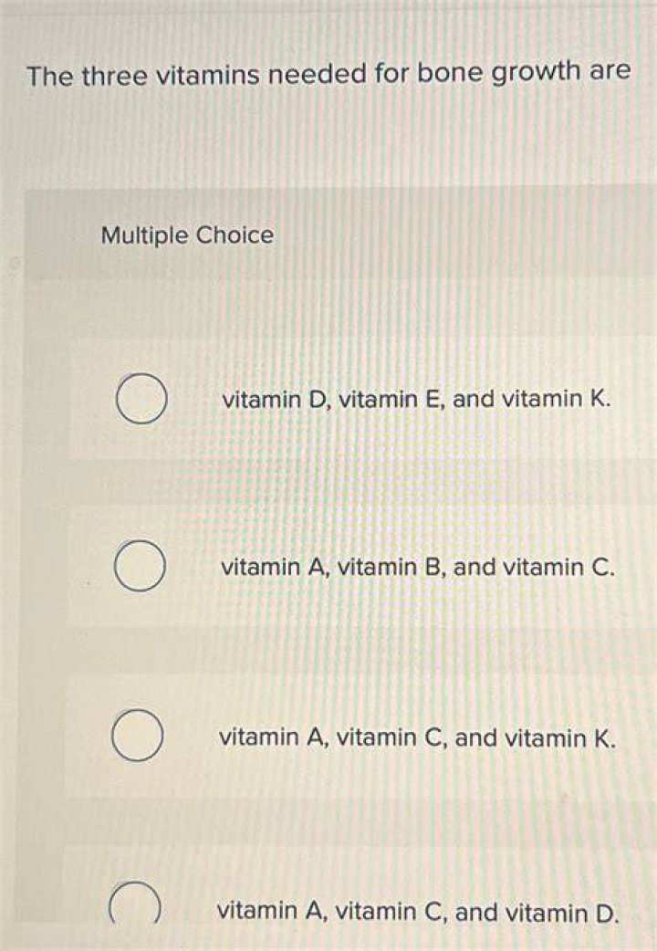 What are the three vitamins needed for bone growth?