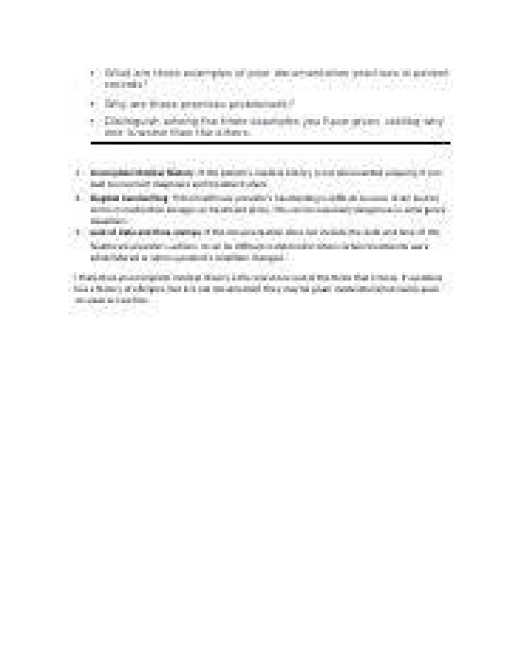 What are two examples of poor documentation practices in patient records?