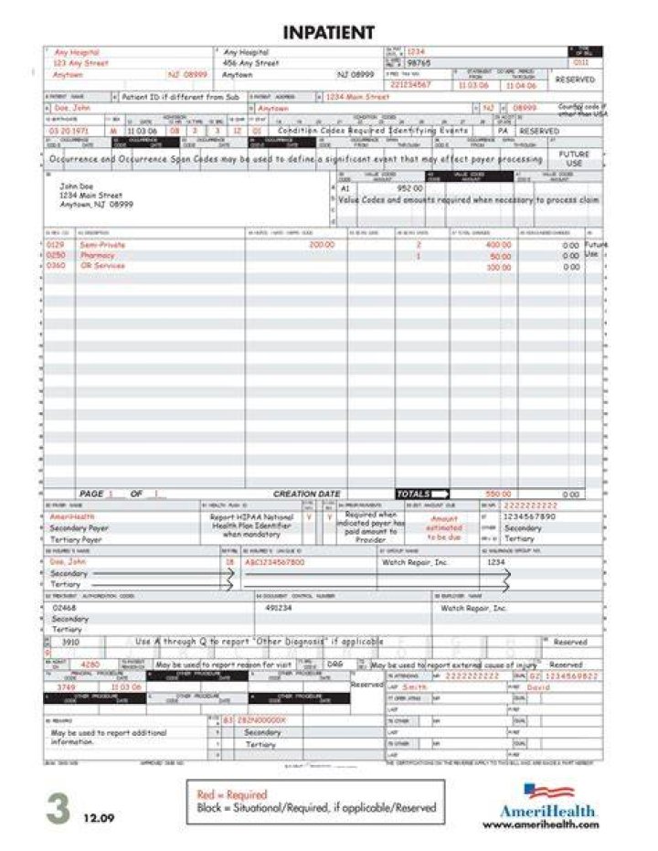 What billing form do doctors use?