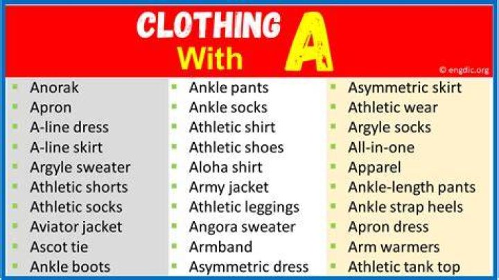 What clothing starts with a?