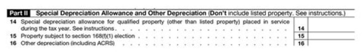 What do I enter for special depreciation allowance?