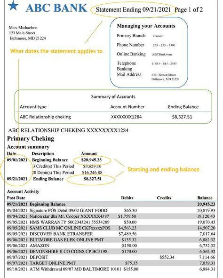 What do the numbers on bank statements mean?